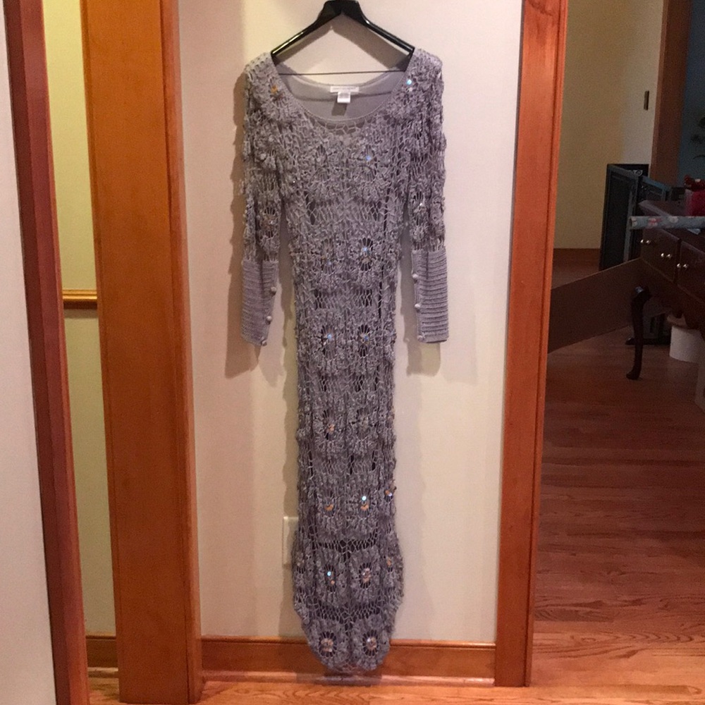 Form fitting crochet sequin dress
